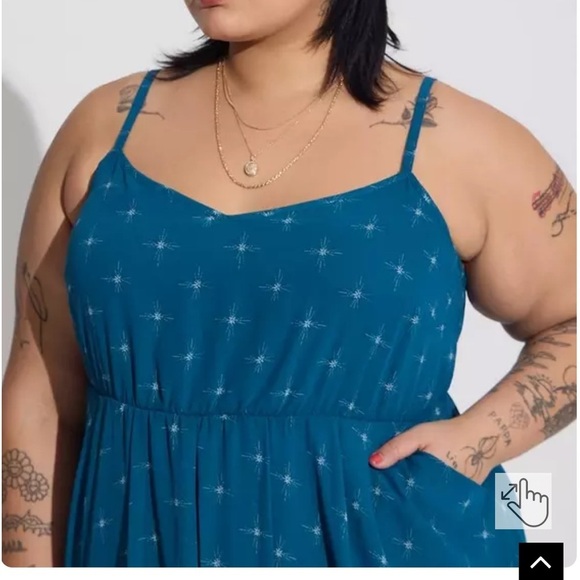 TORRID Women’s Blue White Midi Chiffon Pleated Dress Size 4. ((B4)) - Picture 4 of 13